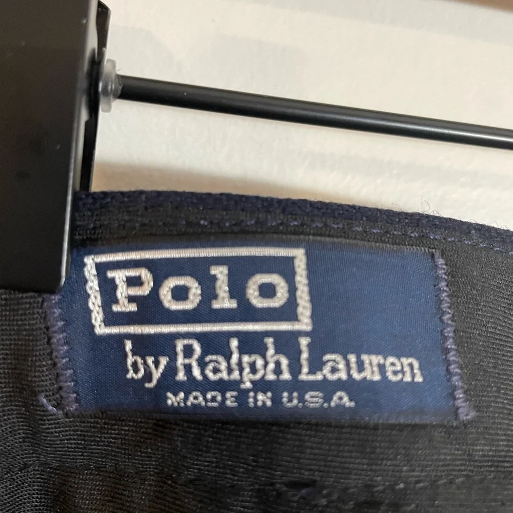 Vintage Polo Ralph Lauren Pleated Cuffed Wool Navy Blue Dress Pants Size 32 USA